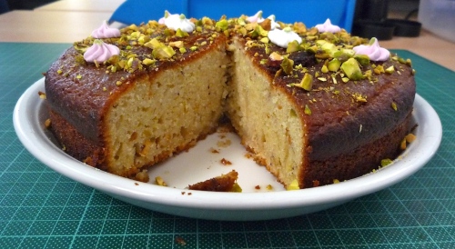 Yoghurt, Lime & Pistachio Cake with Lime & Rosewater Syrup