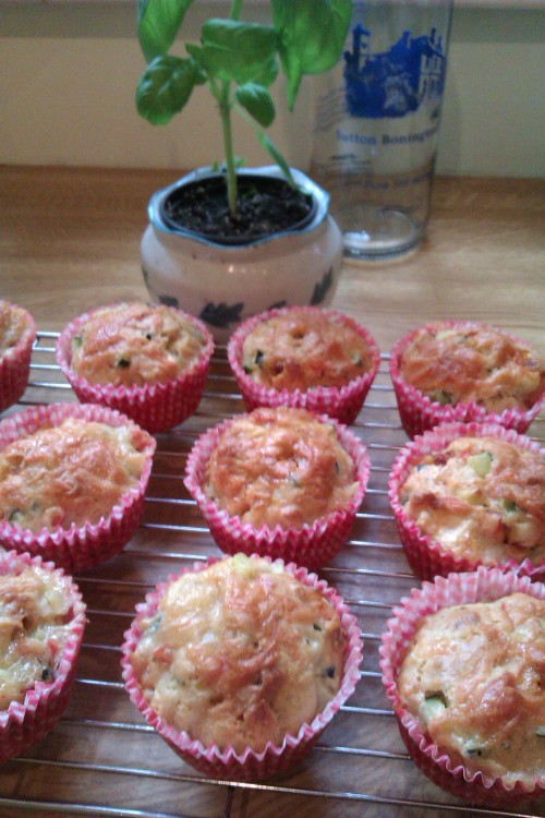 Courgette, Red Pepper, Brie and Chorizo Muffins